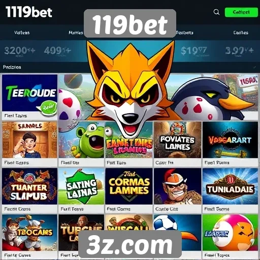 Variedade de jogos disponíveis na plataforma 119bet